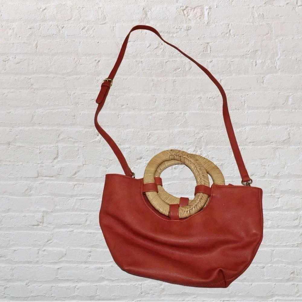 Anthropology Leather & Straw Purse
